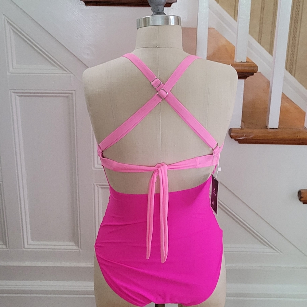 EOMENIE One Piece Pink Tummy Control Bathing Suit Size XS - Picture 4 of 11